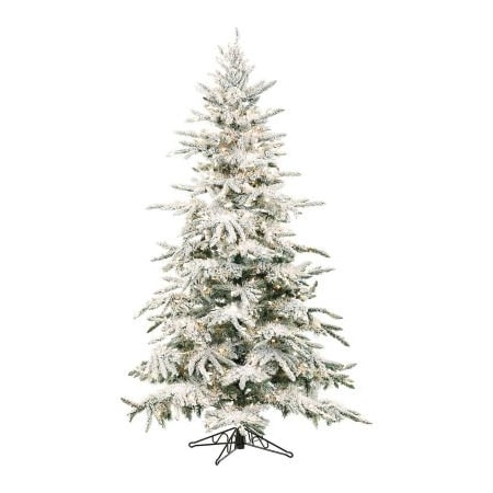 Almo Fulfillment Services Fraser Hill Farm Artificial Christmas Tree - 9 Ft. Flocked Mountain Pine - Multi-Color LED Lighting FFMP090-6SN